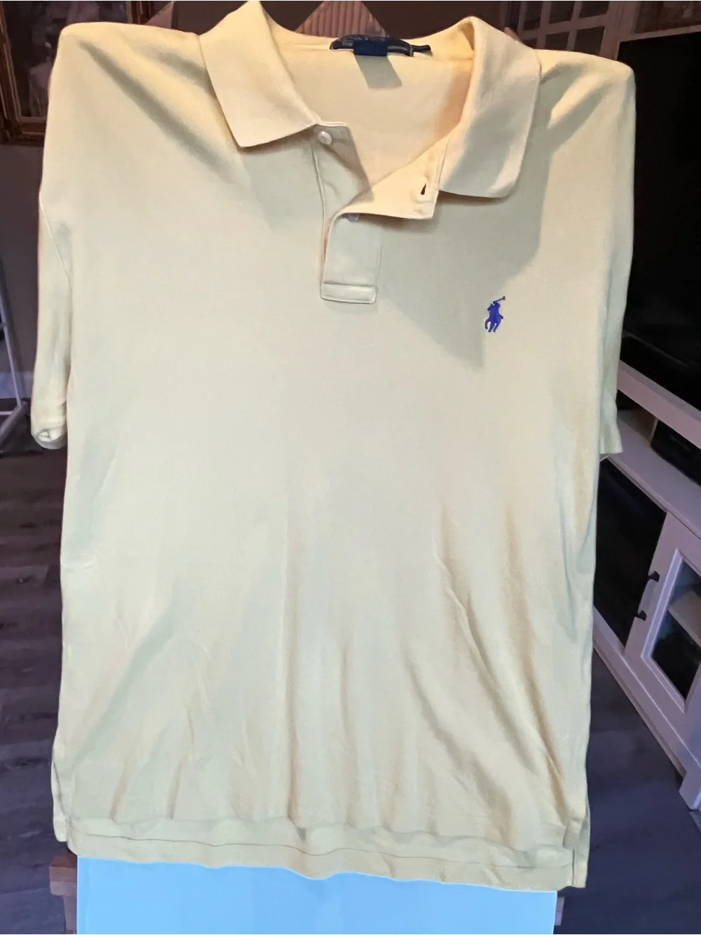Ralph Lauren Men's Pale Yellow Polo with Blue Pony